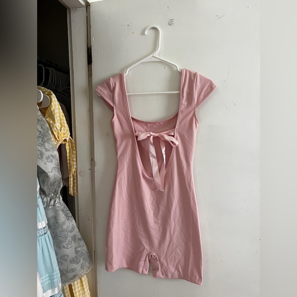 Pilates princess pink activewear unitard romper